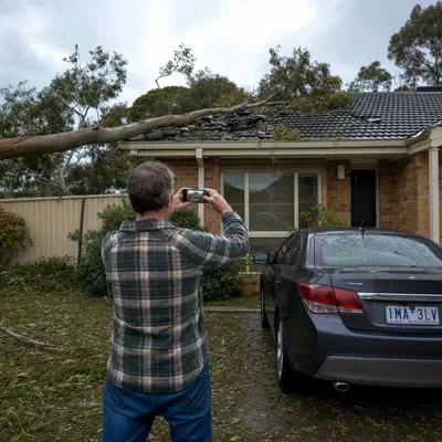 Photographing storm damage for an insurance claim in North Shore